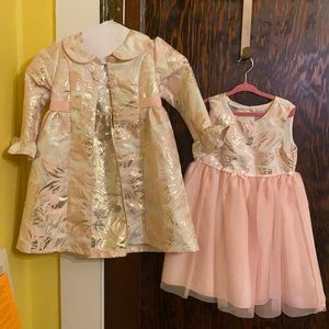 Dress and Jacket, pink, light gold/silver Size 6